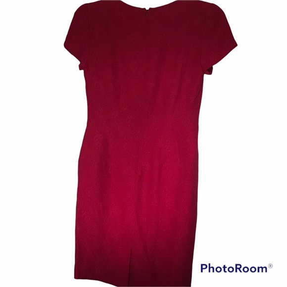 Liz Claiborne Women's Red Silk Short Sleeve Size 10 Dress Preowned - Picture 2 of 12